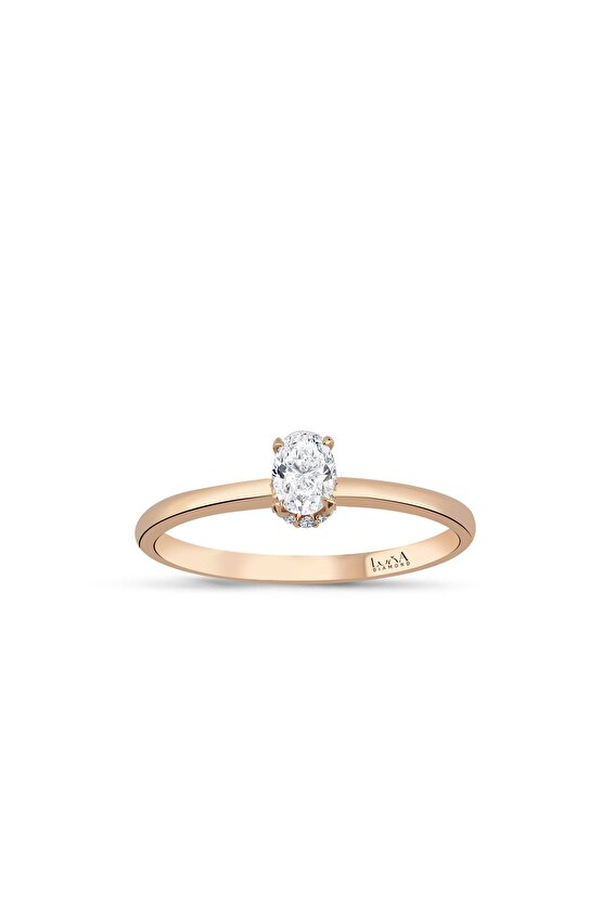 0.35 Karat Oval Rose Tektaş Pırlanta Yüzük