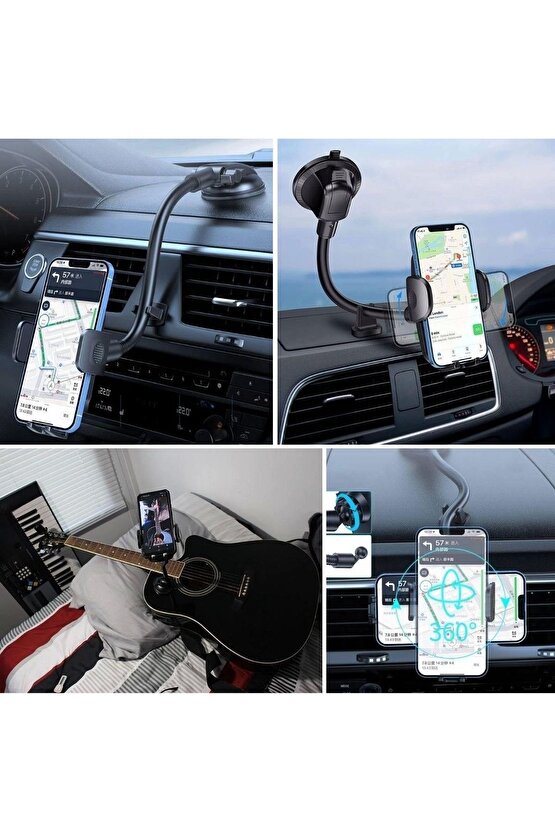 Ayarlanabilir Vakum Kilitli Cam Ve Torpidoya Takılabilen Telefon Tutucu (4767)