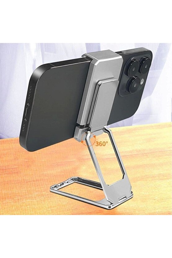 360 derece Dönen Tüm Telefon Tipleri İle Uyumlu Metal Telefon Standı Braket (4767)
