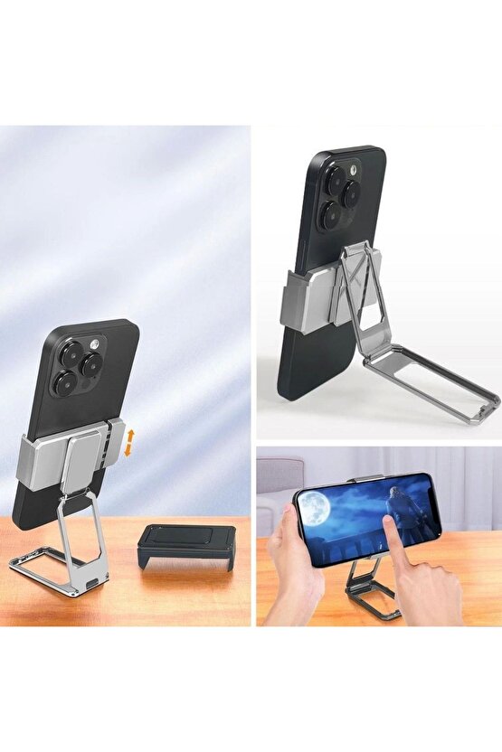 360 derece Dönen Tüm Telefon Tipleri İle Uyumlu Metal Telefon Standı Braket (4767)