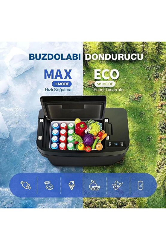 T35 1224volt 33litre Tesla Model Y Ile Uyumlu Kompresörlü Outdoor Oto Buzdolabı