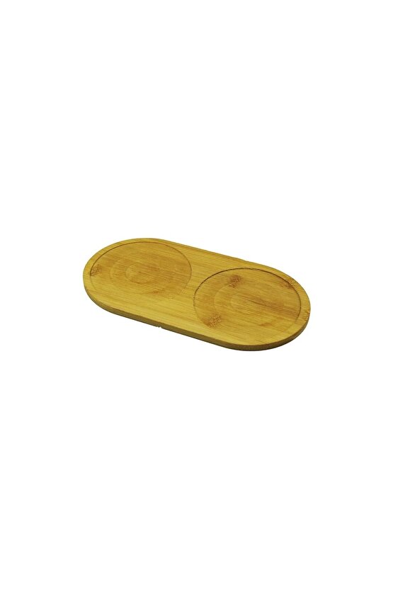 YUVARLAK AHŞAP BAMBU 2 BÖLMELİ YAĞDANLIK ALTLIK 12X23.5CM (4767)