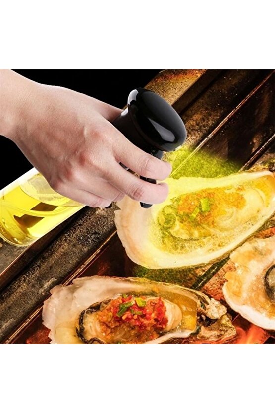 Çok Amaçlı Cam Şişe Püskürtmeli Dağıtıcı Yağdanlık Limonluk Sirke Sosluk Spreyi Siyah (4767)