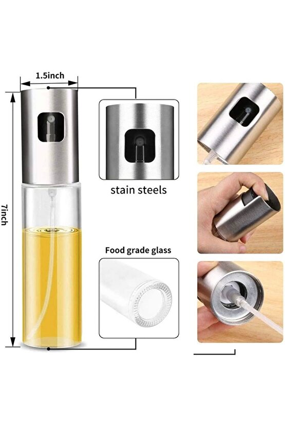 Sprey Cam Şişe Zeytinyağı Sirke Yağ Püskürtücü Yağdanlık 100 ml (4767)