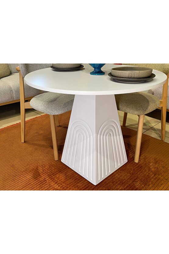 90 cm Yuvarlak Bohem Ahşap Yemek Masası - Fungi Serisi - Mutfak Balkon Kafe masası