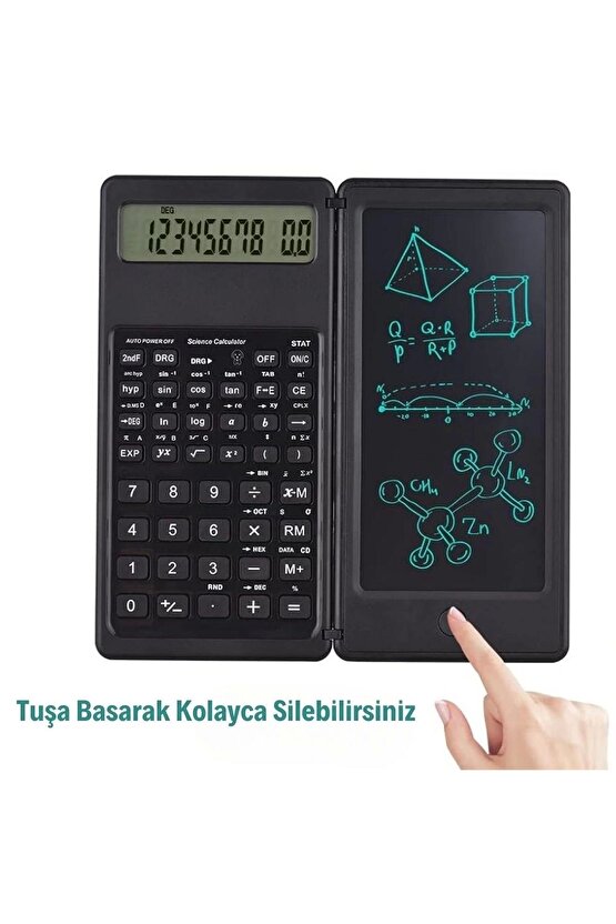 Silinebilir LCD Yazı TabletliKalemli Katlanabilir Bilimsel Hesap Makinesi (4767)