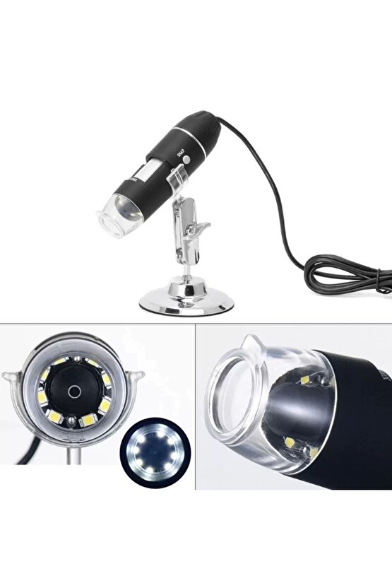 1600x Usb Dijital Mikroskop Kamera Endoskop 8led Büyüteç Metal Standı