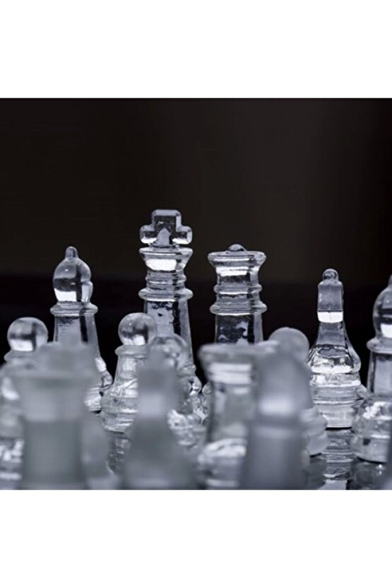 Glass Chess Cam Satranç Takımı (25 Cm X 25 Cm)