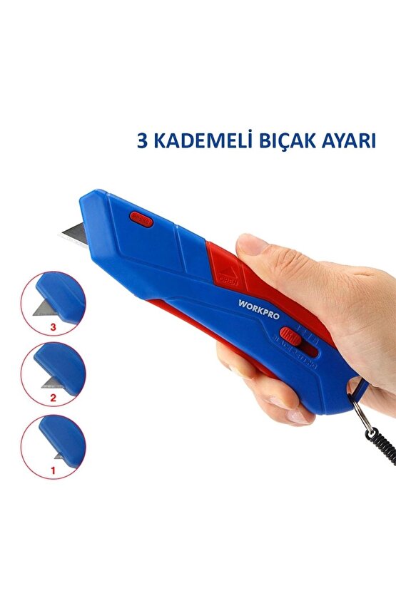 Wp213010 Kemer Askı Kancalı Otomatik Geri Çekilebilir Mandallı Rötuş Maket Bıçağı 3 Adet Y