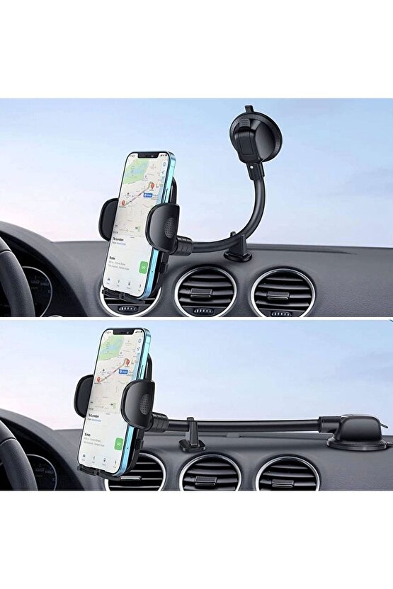 Ayarlanabilir Vakum Kilitli Cam Ve Torpidoya Takılabilen Telefon Tutucu (4767)