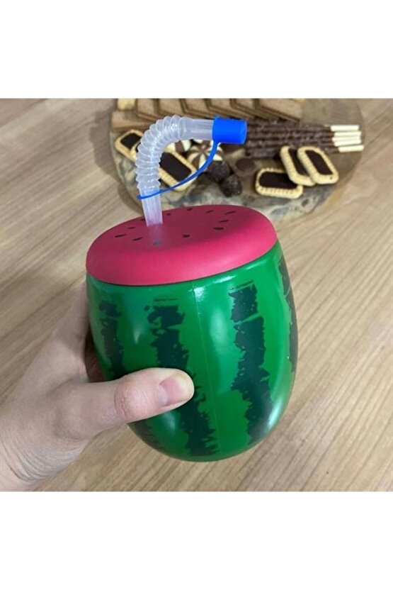 Karpuz Model Kendiliğinden Pipetli 900 ml Suluk Matara (4767)