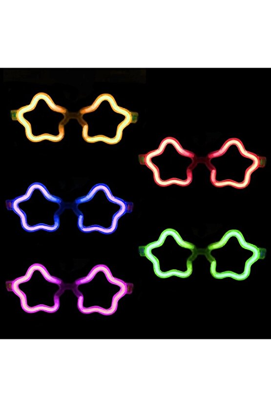 Yıldız Glow Gözlük - Yıldız Şekilli Glow Stick Gözlüğü - Glow Partisi Gözlük 12 Adet (4767)