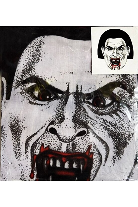 Yüze Yapışan Kafaya Tam Geçmeli Streç Kanlı Vampir Maske Bez Maske Model 2-2 (4767)