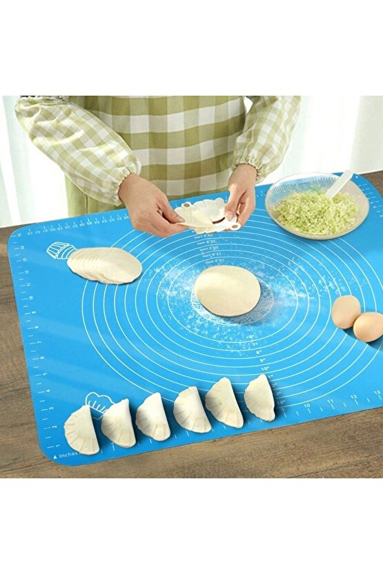 40*50 cm Silikon Ölçekli Kullanımı Kolay Hamur Açma Matı Ekmek Mantı Makarna Hamuru Yoğurma Matı (47