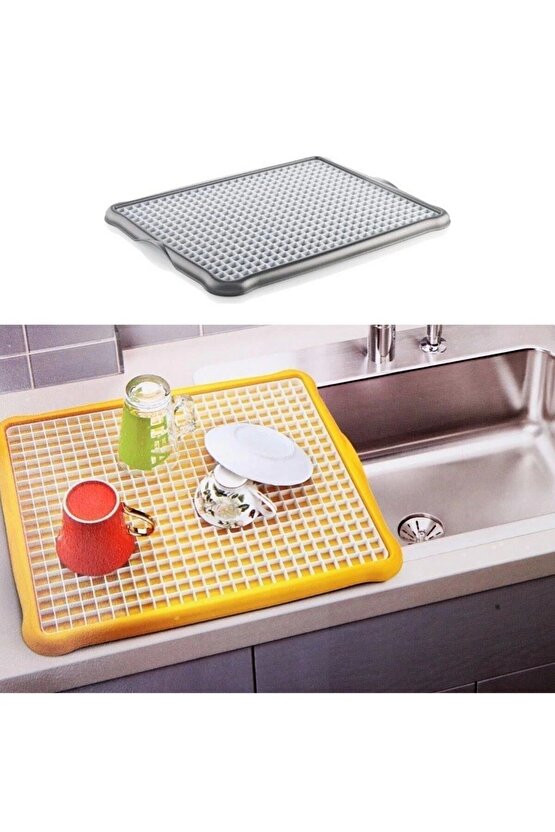 Pratik Lavabo Tezgah Üstü Bulaşık Kurutmalığı Süzmatik 22x40 cm (4767)