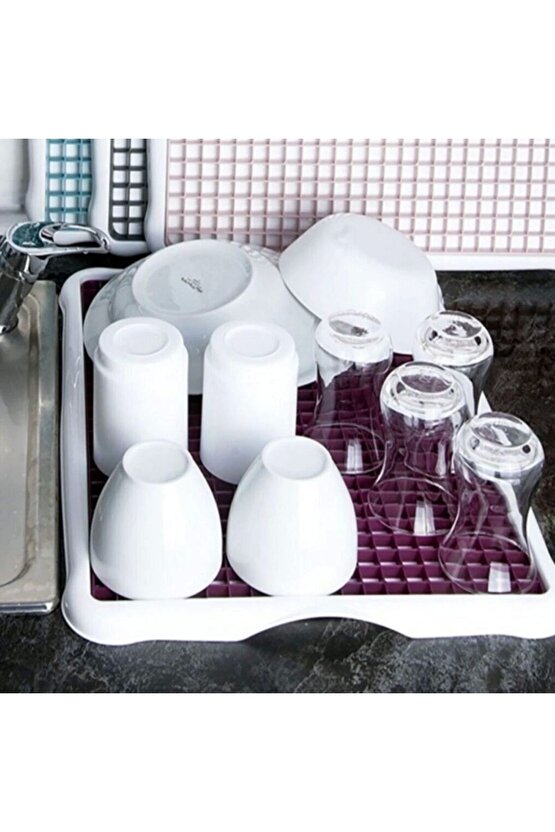 Pratik Lavabo Tezgah Üstü Bulaşık Kurutmalığı Süzmatik 22x40 cm (4767)
