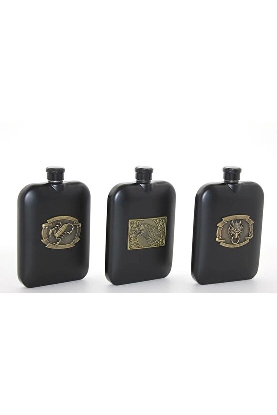 Paslanmaz Çelik Kabartmalı Tekli 6 Oz Matara Alk2666