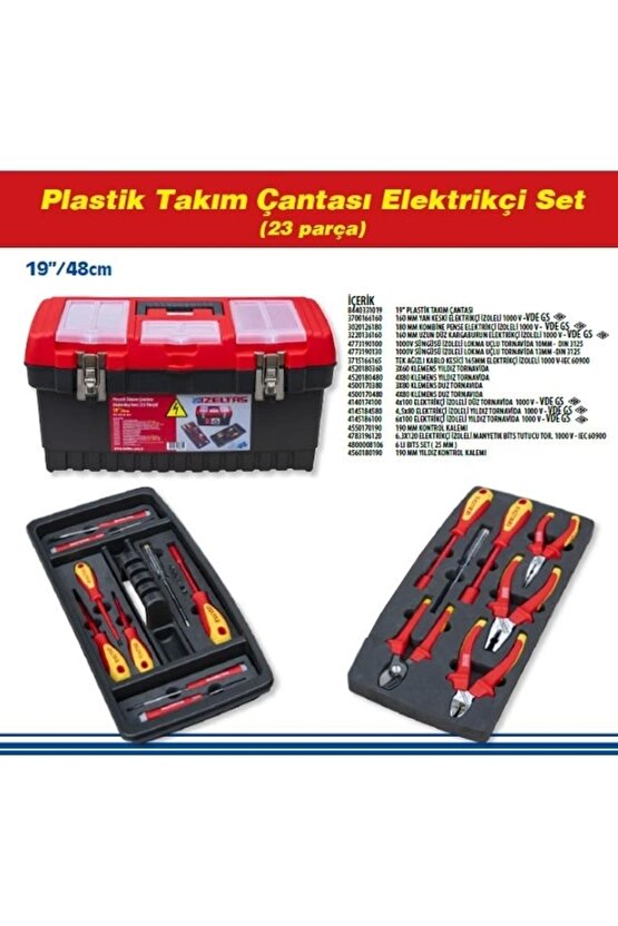 İzeltaş 8440001023 19 Plastik Takım Çantası Elektrikçi Set (23 PARÇA)