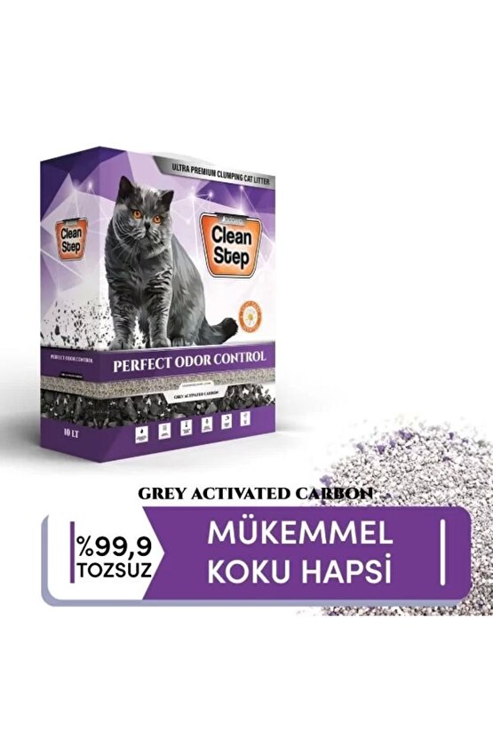Clean Step Perfect Odor Aktif Karbonlu Papatya Kokulu İnce Taneli Topaklanan Bentonit Kedi Kumu 10 L