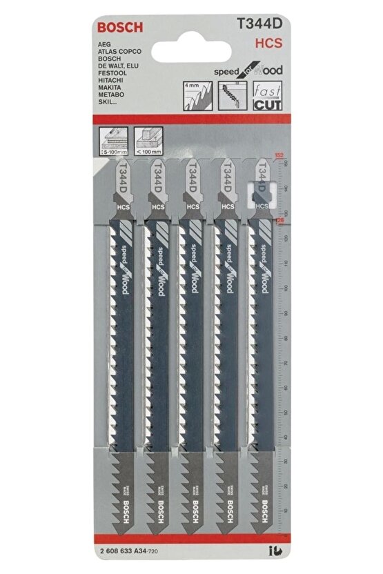 Hızlı Kesim Serisi Ahşap Için T 344 D Dekupaj Testeresi Bıçağı - 5li Paket