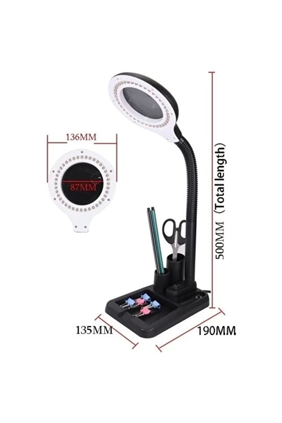 Esnek 5x 10x,40 Led Işıklı Büyüteç ,lamba  Büyüteç Okuma, Çalışma Lehim Masa Lambası A808