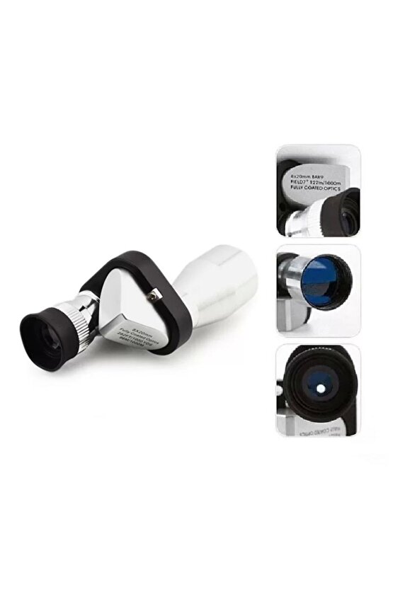 8x20 Tekli Dürbün Monoküler Mini Dürbün Kırmızı Camlı Avuç Içi Dürbünü