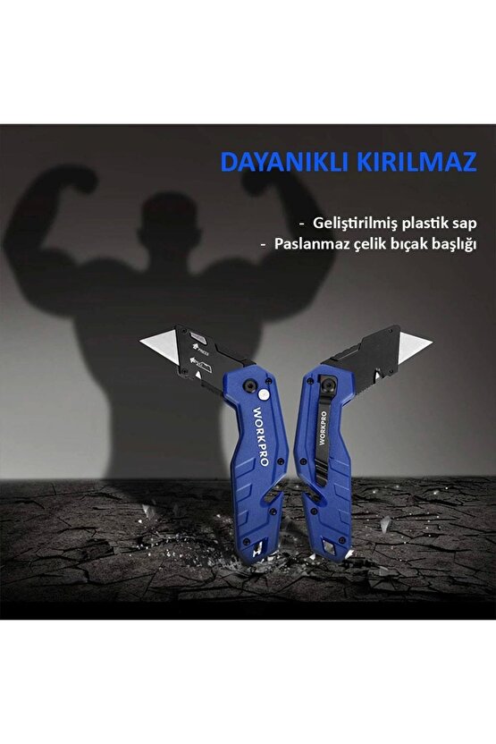 Wp211008 Profesyonel Katlanır Çok Amaçlı Rötuş Maket Bıçağı 10 Adet Yedek Bıçak