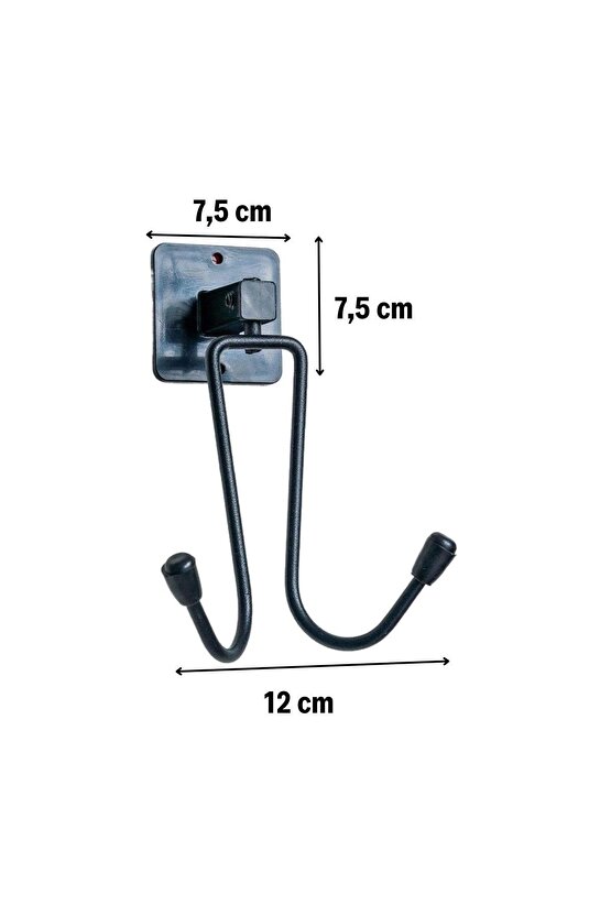 Kendiliğinden Yapışkanlı Siyah Paslanmaz Metal Bornoz ve Havlu Askılığı (4767)