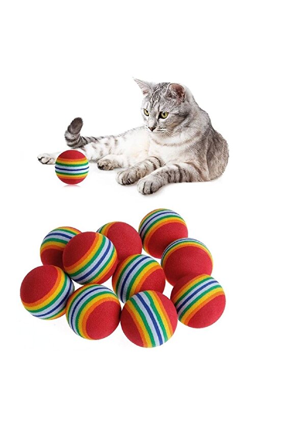3lü Gökkuşağı Sünger Kedi Köpek Çiğneme Oyun Topu 42 cm (4767)