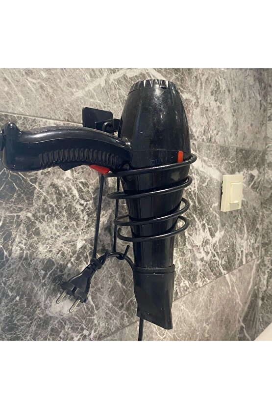 Kendiliğinden Yapışkanlı Siyah Paslanmaz Metal Fön Makinesi Askısı Saç Kurutma Makinesi Tutacağı (47
