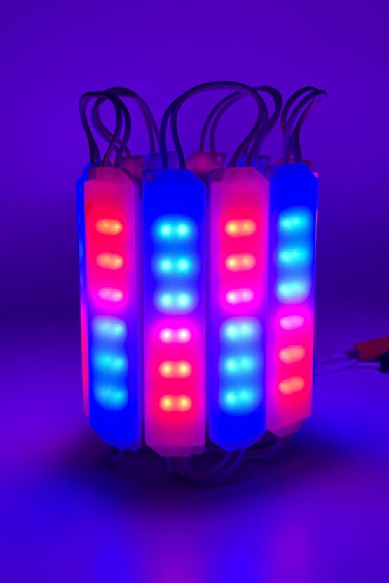 10 Adet 12V Kırmızı - Mavi Işık Animasyonlu Çakar Led, Kaliteli Red - Blue Modüler Led 10 Adet
