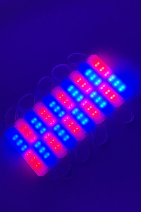 10 Adet 12V Kırmızı - Mavi Işık Animasyonlu Çakar Led, Kaliteli Red - Blue Modüler Led 10 Adet