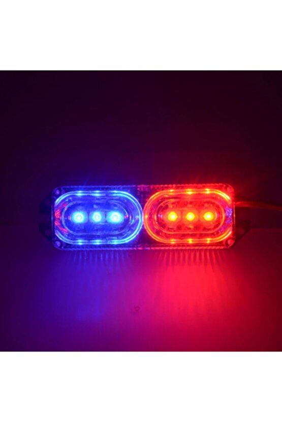 10 Adet 12V Kırmızı - Mavi Işık Animasyonlu Çakar Led, Kaliteli Red - Blue Modüler Led 10 Adet