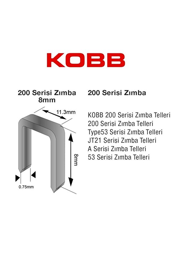 Kbz208 8mm 2500 Adet 200 Serisi Ağır Hizmet Tipi Zımba Teli