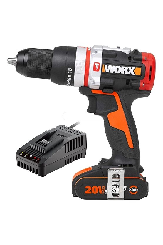 Wx354.9c 20volt2.0ah Li-ion Tek Akülü Kömürsüz Profesyonel Darbeli Şarjlı Matkap