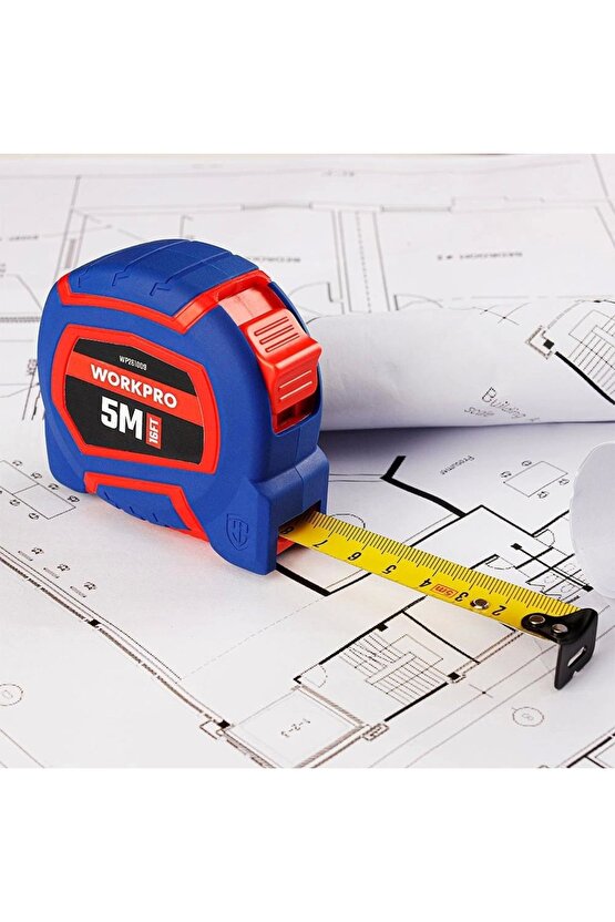 Wp261009 5mx19mm16ft. Naylon Kaplama Sarı Çelik Şerit Metre