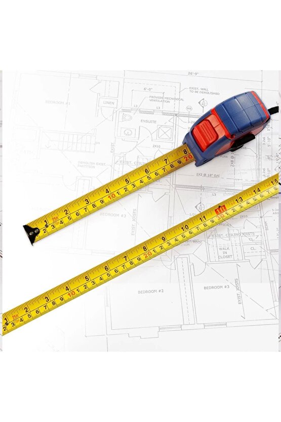 Wp261009 5mx19mm16ft. Naylon Kaplama Sarı Çelik Şerit Metre