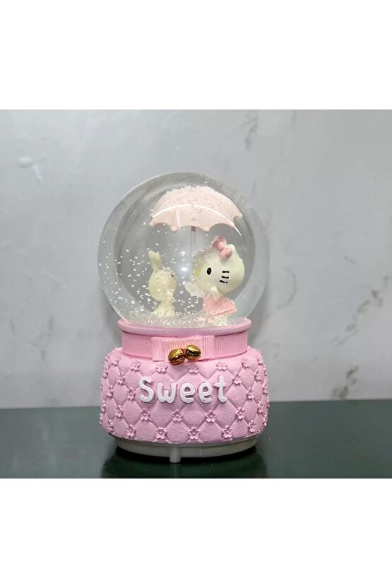 Hello Kitty Işıklı Müzikli Kar Küresi Orta Boy Alk3042