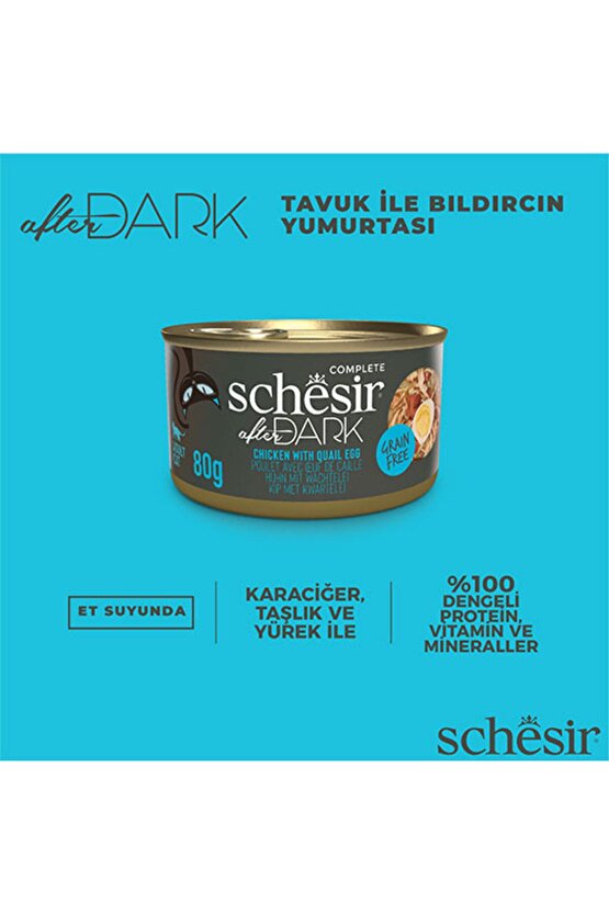 After Dark Sos Içinde Tavuklu Ve Bıldırcın Yumurtalı Tahılsız Yetişkin Kedi Konservesi 80 gr