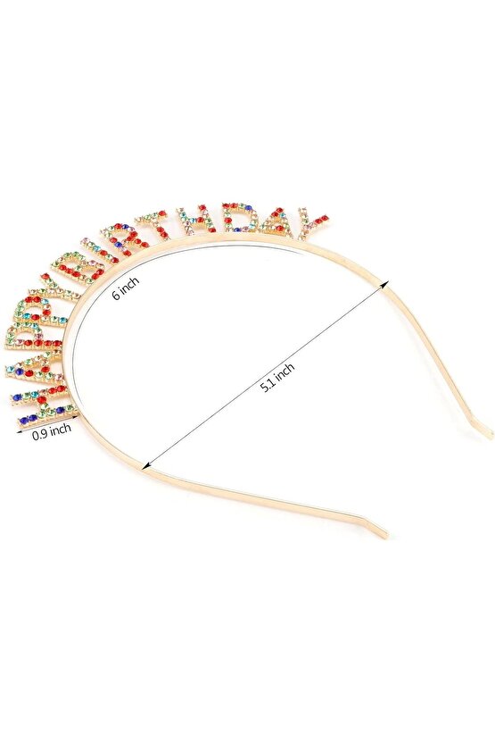 Rengarenk Kristal Taşlı Ekstra Lüks Gümüş Kaplama Happy Birthday Taç 16x17 cm (4767)