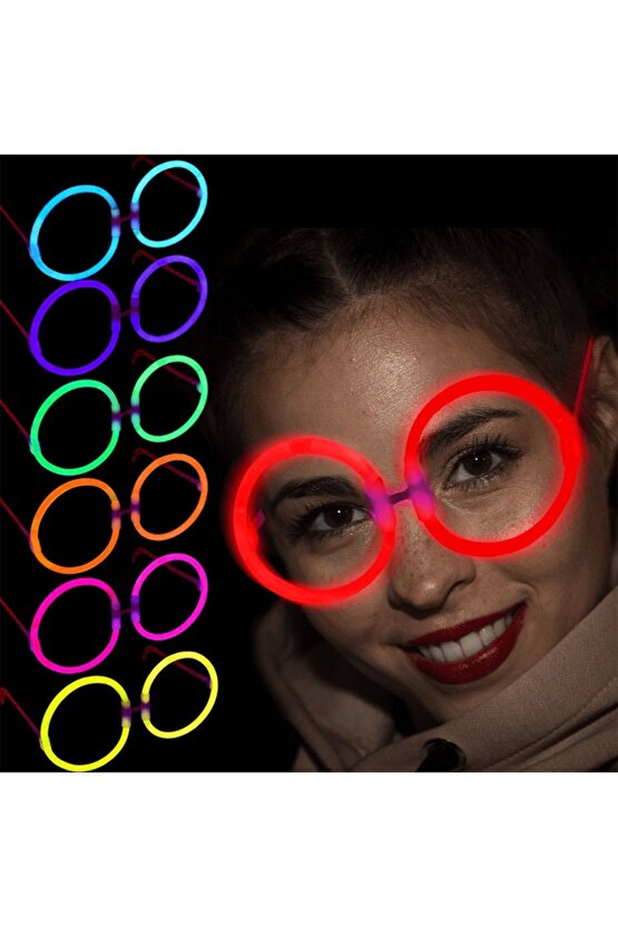 Glow Parti Gözlüğü Glow Partisi Yulak Şekilli Fosforlu Gözlük 6 Adet