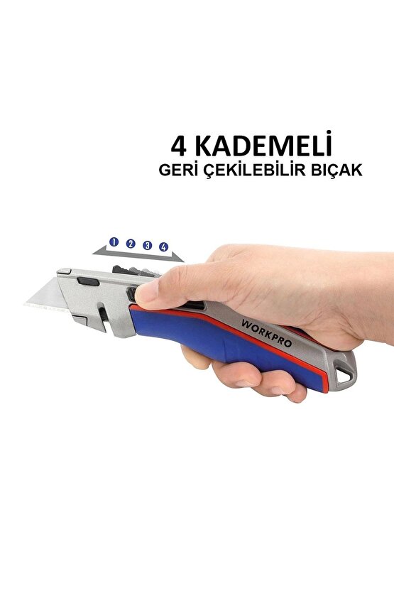 Wp213015 Ağır Hizmet Alüminyum Gövde Otomatik Geri Çekilebilir Rötuş Maket Bıçağı 5 Adet Y