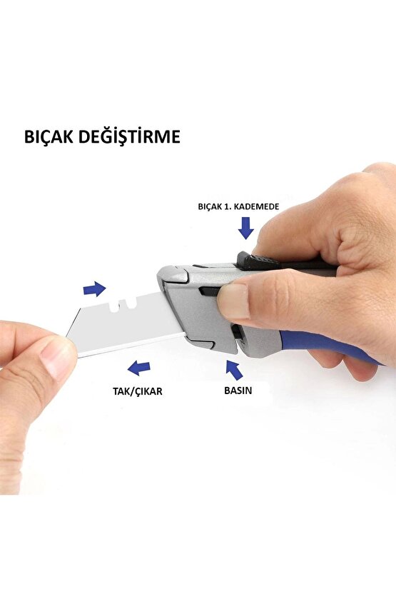 Wp213015 Ağır Hizmet Alüminyum Gövde Otomatik Geri Çekilebilir Rötuş Maket Bıçağı 5 Adet Y