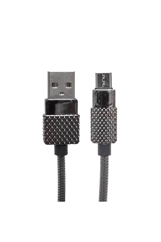 3 AMPER METAL YAYLI MICRO USB DATA VE ŞARJ KABLOSU 1 METRE (4767)