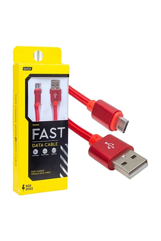 METAL ÖRGÜLÜ MICRO USB ŞARJ VE DATA KABLOSU (4767)