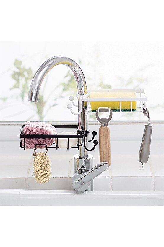 Paslanmaz Çelik Mutfak Banyo Musluğuna Sabitlenebilir Sabunluk (4767)