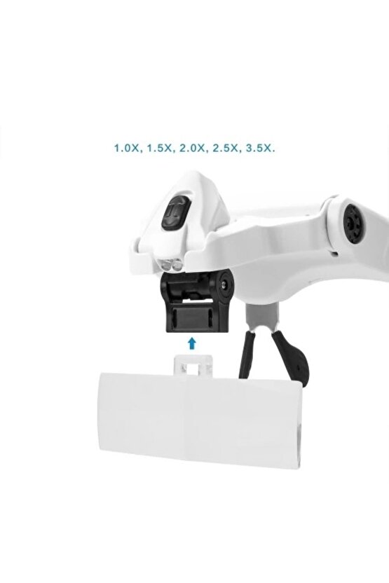 5 Lens 1.0x3.5x 2led Işıklı  Ile Ayarlanabilir Gözlük Büyüteç9892b2