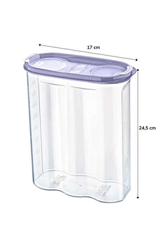 2 Kapaklı Ölçekli Erzak Kuru Gıda Saklama Kutusu Kabı 24 Litre-SA940 (4767) - SGM1747-2276