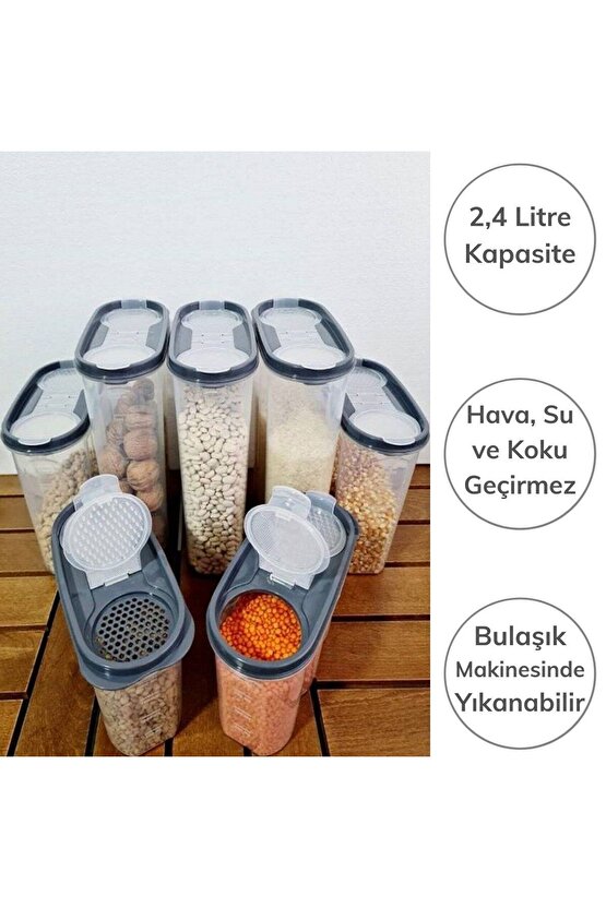 2 Kapaklı Ölçekli Erzak Kuru Gıda Saklama Kutusu Kabı 24 Litre-SA940 (4767) - SGM1747-2276