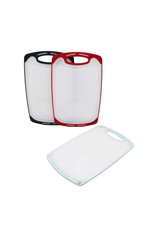40x24cm Büyük Plastik Kesim Panosu Kaymaz Silikon Kenarlık - 10mm Kalınlık (4767)